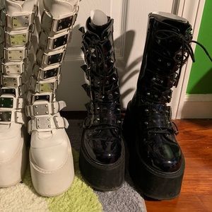 Black Holographic Demonia Damned Platform Boots Womens 8